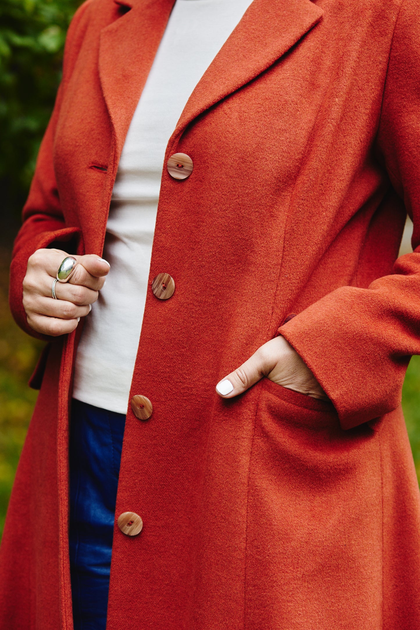 Long redingote woolen-cashmere coat
